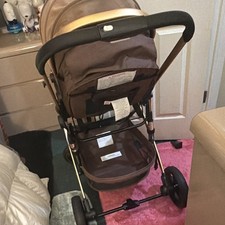 Brown/Gold Single Baby Stroller w/ Canopy Under-seat Storage Basket