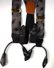 COLE HAAN BLACK SILVER SILK SUSPENDERS