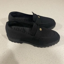 Vivaia Francesca Shoes Womens 10 Black Round-Toe Platform Chunky Heel Loafers