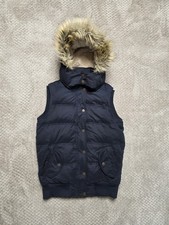Ladies Fat Face Padded Gilet Duck & Feather Down Hooded Navy Blue Size UK 8
