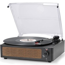 Record Player Bluetooth 3 Speed Belt Drive Speakers Seasonlife R608 Black New