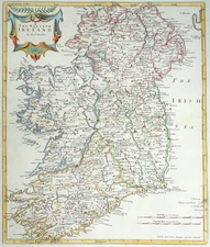 Antique Map IRELAND Robert Morden original vintage hand coloured old 1722