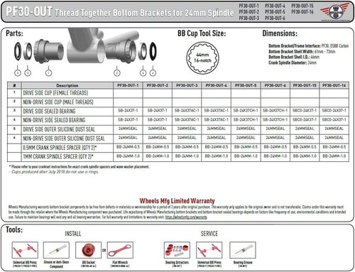 Press Fit 30 to Outboard Bottom Bracket with ABEC 3 Bearings Shimano 24mm - Picture 5 of 7
