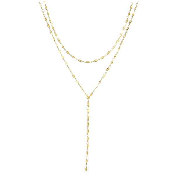 Lange Halskette Damen Set Gold Silber Wasserfest CZ AnhäNger Choker 2 StüCk 14K-image