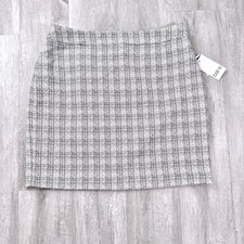 Bar III Women's Size 8 NWT White Black Tweed Plaid Mini Pencil Skirt