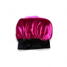 pink satin silk bonnet with black trim for unisex brand new ships same day m
