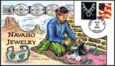 US COVER NAVAJO JEWELRY FDC COMBO COLLINS HAND PAINTED