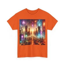 Futuristic Cityscape Graphic Tee - Cosmic Art Shirt