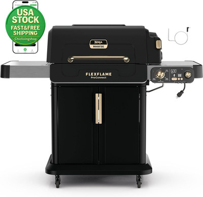 Ninja Flexflame Proconnect Grill Smoker 5-In-1 Smart Cooking System 3-Burner