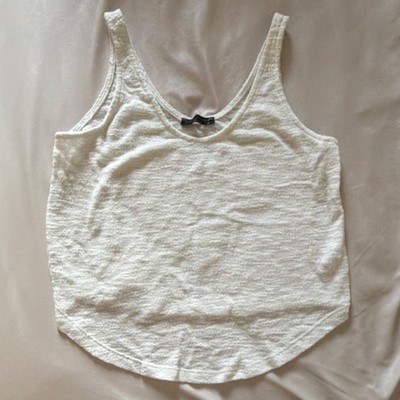 Final Touch White Knit Scoop Neck Sleeveless Wide Strap Basic Tank Top Size S