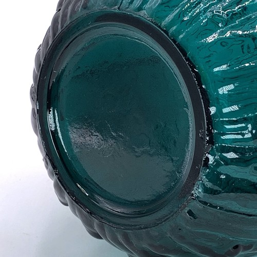 Vintage Empoli Glass Wax Drip Bamboo Genie Bottle Teal NO STOPPER 15.25" - Picture 6 of 8
