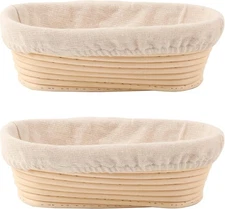 Bread Proofing Baskets Set of 2 10 inch Oval Shaped Dough Proofing Bowls w/Li...