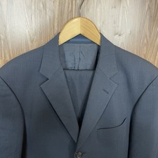 Hugo Boss 2 Piece Suit Mens 40R 34x28 Blue Solid 100 Virgin Wool Three Buttons