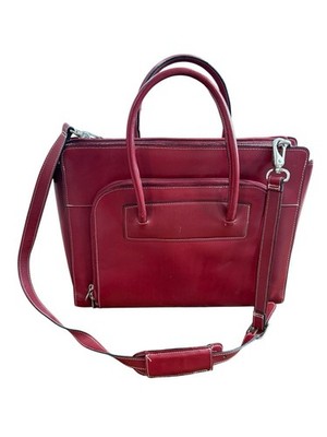 McKlein LakeForest 1 Leather Ladies Laptop Briefcase Red CarryOn Messenger Bag