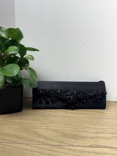 LA REGALE Black Satin Evening Bag