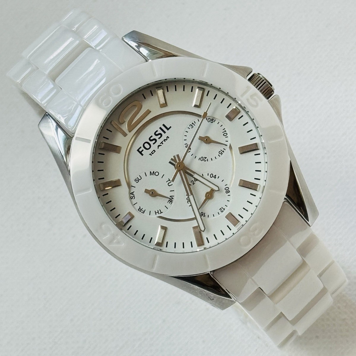 Fossil Riley Ceramic Women's Multifunction Bracelet Watch White