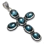 Indicolite Tourmaline Gemstone Ethnic 925 Silver Gift Jewelry Pendant 3.27" Y209
