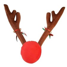 Christmas Car Decoration Plush Rudolf Reindeer Car Antler and Red Nose Set