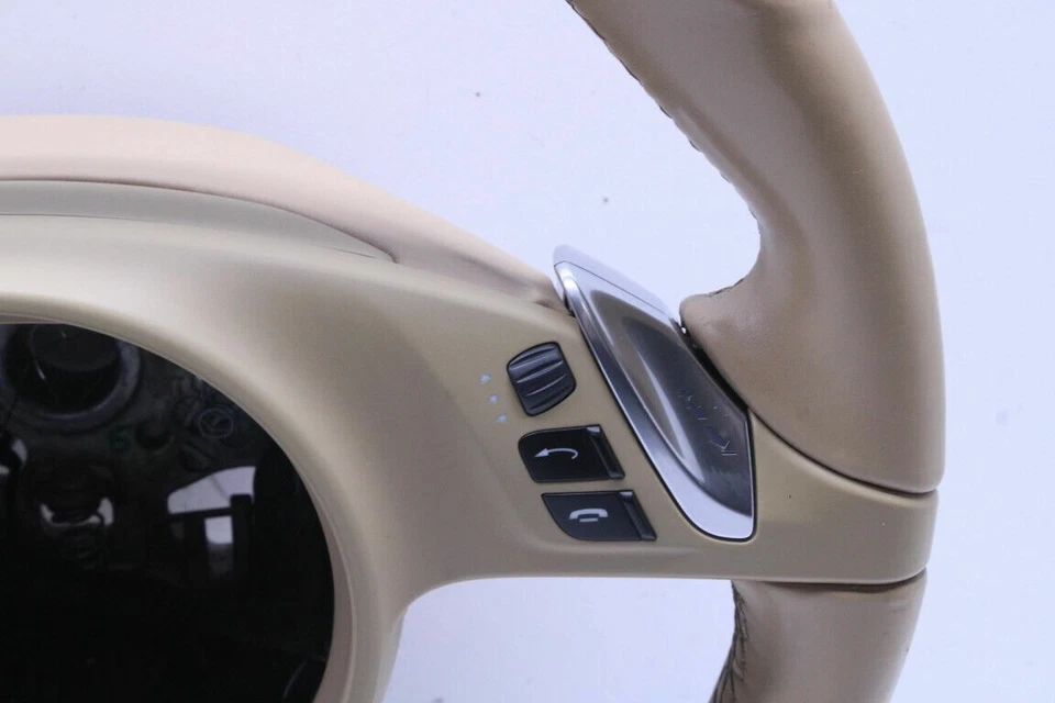 Volante Porsche Cayenne Panamera 2011-2014 madera cuero beige OEM usado Foto 4 de 4