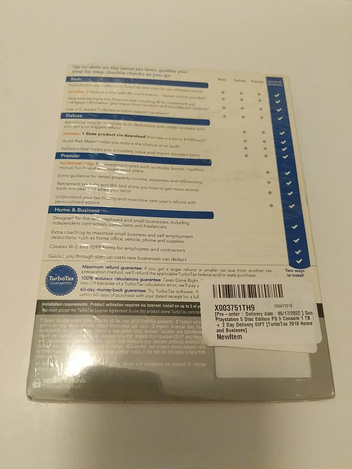 Intuit TurboTax Home & Business For Tax Year 2019 Windows & Mac NEW SEALED  - Image 2 of 4