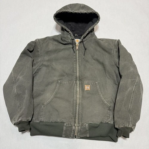 Carhartt J130 MOS Moss Green Bomber Canvas Jacket Large Work Wear Faded - product listing photo