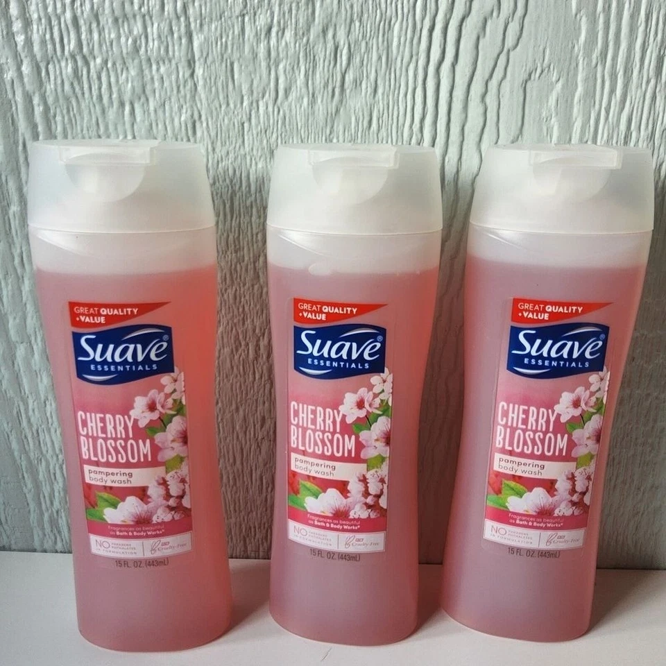 Suave Essentials Body Wash, Cherry Blossom, 15 Ounce (Pack of 3) - Image 2 of 3