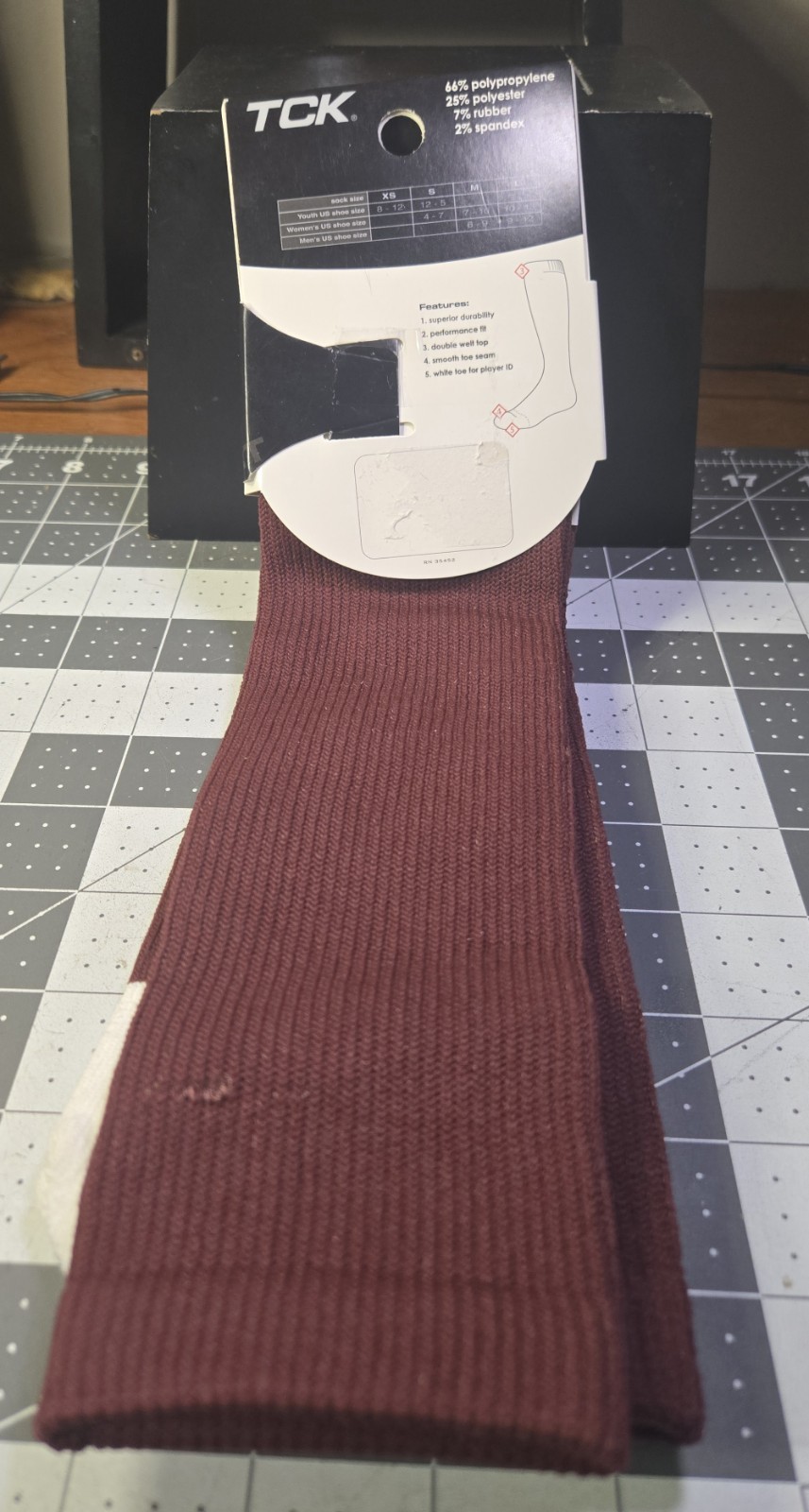 TCK Maroon White Over Knee Blister Control Athletic Socks Adults Size Small NEW