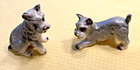Vintage Lefton Schnauzer 2 Figurines Ceramic Porcelain Playful and Sitting Poses — photo 1