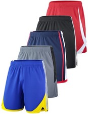 5 Pack Youth Athletic Mesh Basketball Shorts with Pockets Quick Dry Activewear