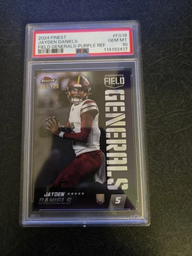 2024 Topps Finest Jayden Daniels #FG-18 Field Generals Purple (RC) /125 PSA 10