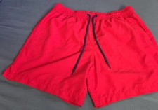 George L 36-38 Red Men's Swim Shorts Drawstring Pockets Preowned Mesh