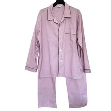 2PC Permanent Press Pajama Set Men  s Medium Button Down Long Sleeve Pants Pocket