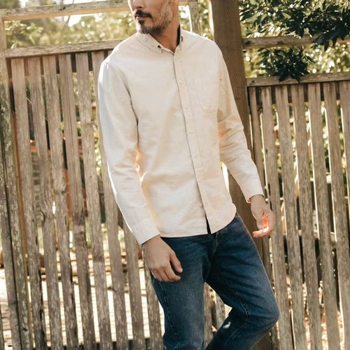 Taylor Stitch The Jack Oat Corduroy Button Down Long Sleeve Shirt 46 NEW Cream - Picture 7 of 7