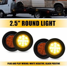 4x 2.5 Inch 13LED Truck Trailer Stop Turn Tail Brake Yellow Lights Flowing DRL