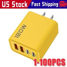 120W 4-Port USB C Fast Wall Charger Block All Cell Phone 17 15 16 11 X iPad lot