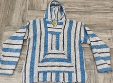 Baja Joe Drug Rug Hoodie Striped Bue Gray Medium