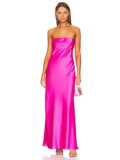 Show Me Your Mumu Taylor Tube Dress Hot Pink Satin Maxi Strapless Size S NWT