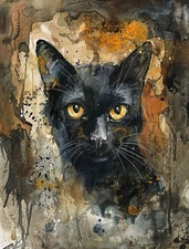 Black Cat #1 | A4 Rice Paper | Paper for Decoupage | Craft Kreatively