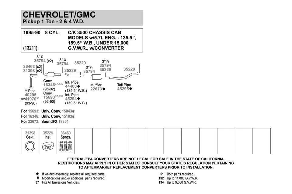 For GMC Yukon 1992-1994 Walker 40295 Aluminized Steel Exhaust Y-Pipe - Imagem 3 de 4