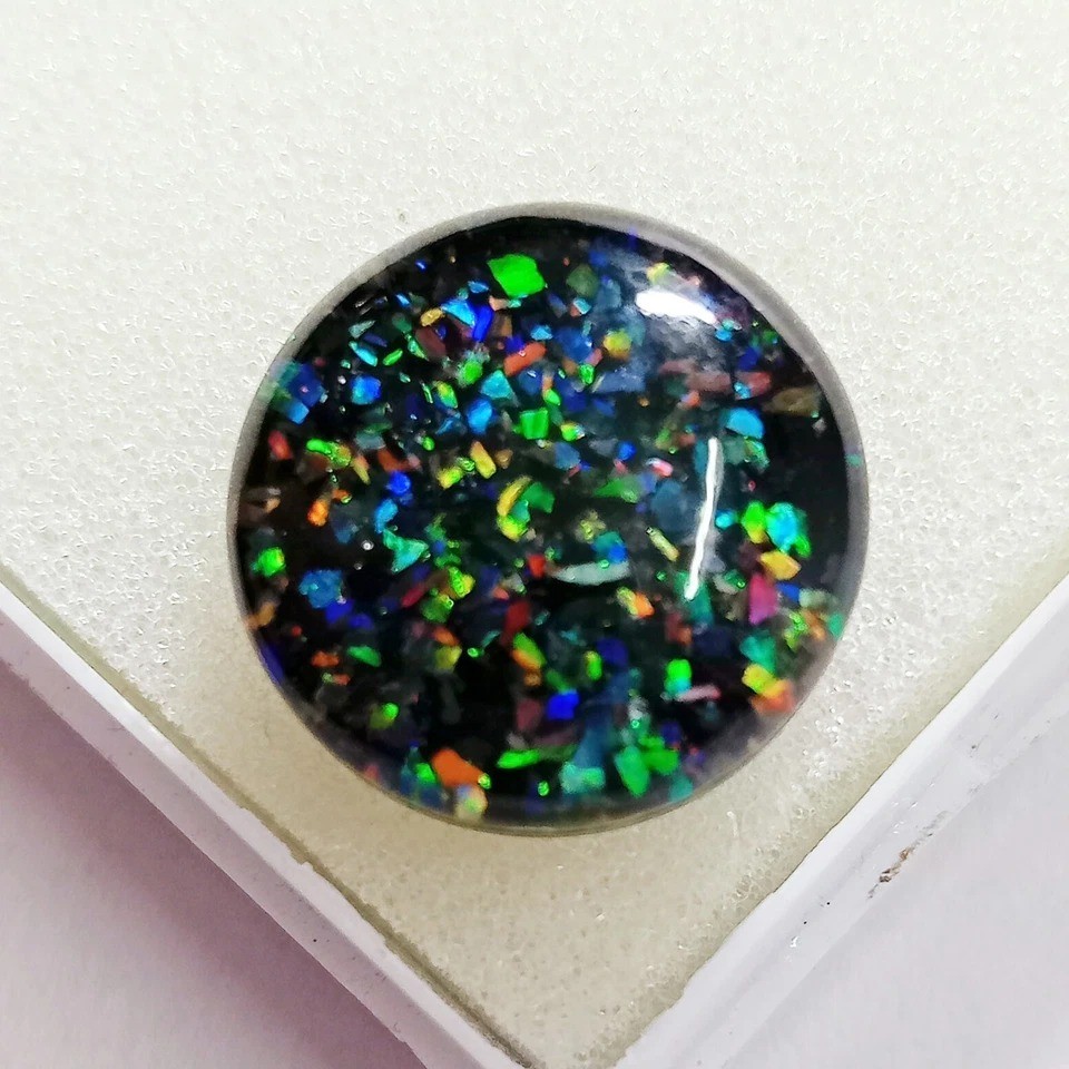 Australian Natural Black Fire Opal Round 10+ Ct Cabochon Loose Gemstone