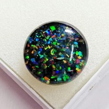 Australian Natural Black Fire Opal Round 11-13 Ct Cabochon Loose Gemstone
