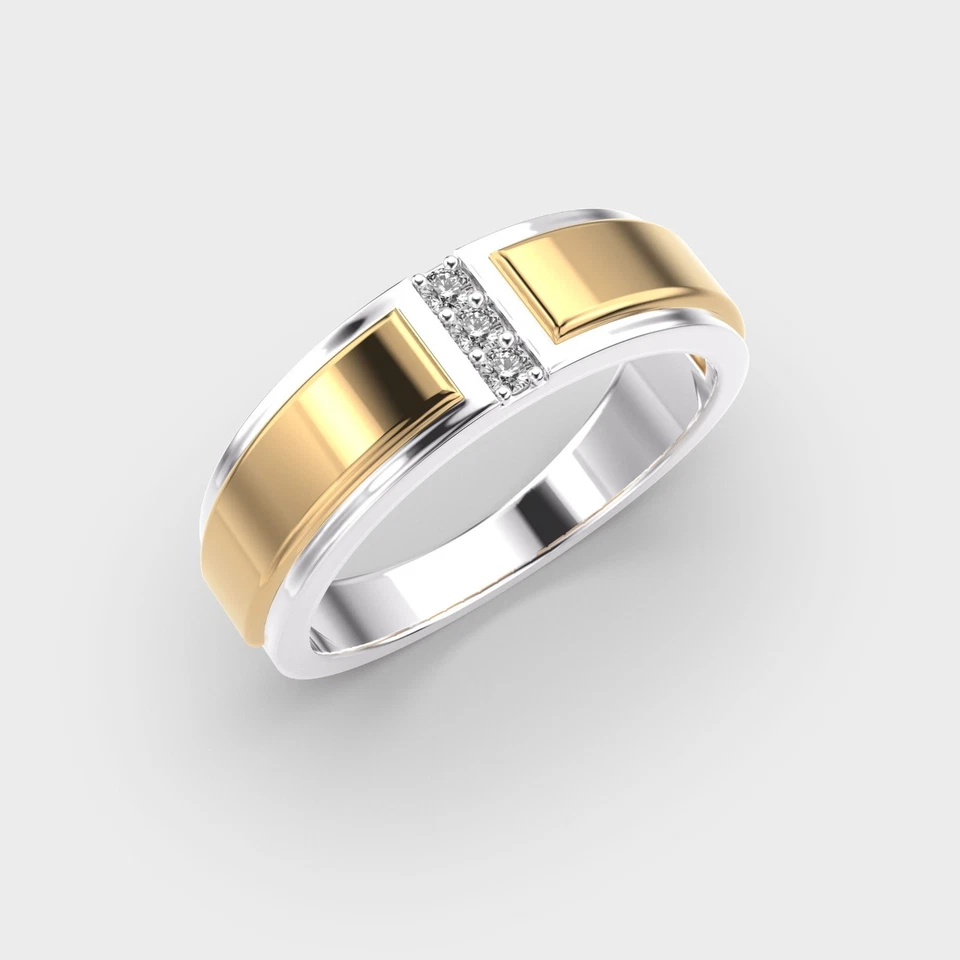 Anillo de tres piedras de diamantes cultivados en laboratorio redondo de 0,30 quilates de oro multicolor de 14 k Foto 4 de 4