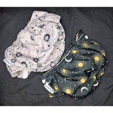 Coochy Peach Cloth Diaper Cover Celestial Sun Moon Constellation Print OS
