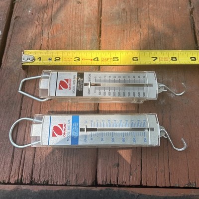 Lot Of 2 Vintage OHAUS Spring Scale Models  8001 and 8008