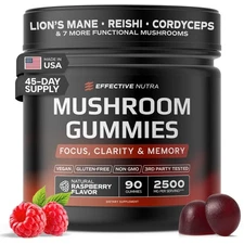 Mushroom Gummies - 10 Mushroom Blend 2500 mg - Lion's Mane, Reishi, Cordyceps...