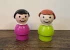 Vintage Fisher Price Little People Magenta Black Hair Whoops & Lime Green Girl