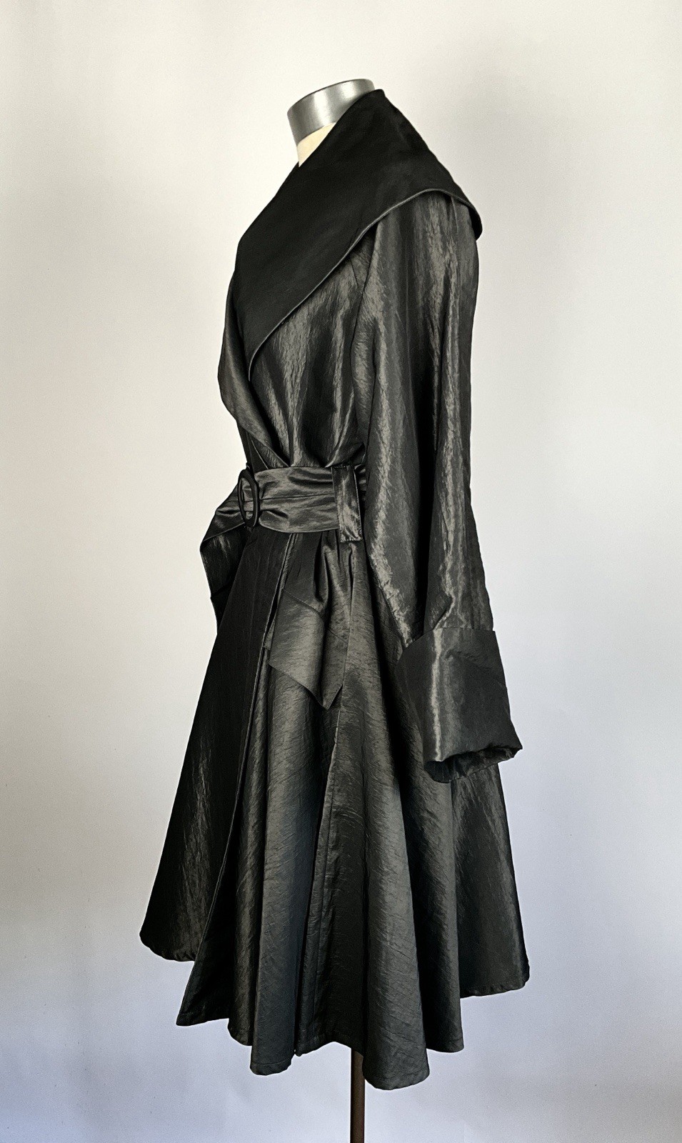 Vintage Early 1980's Willi Smith WilliWear Taffeta Belted Hourglass Coat image 2