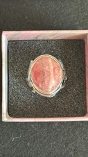 Beautiful, Large Rhodochrosite, 925 Silver, Ring Sz 8 3/4-9