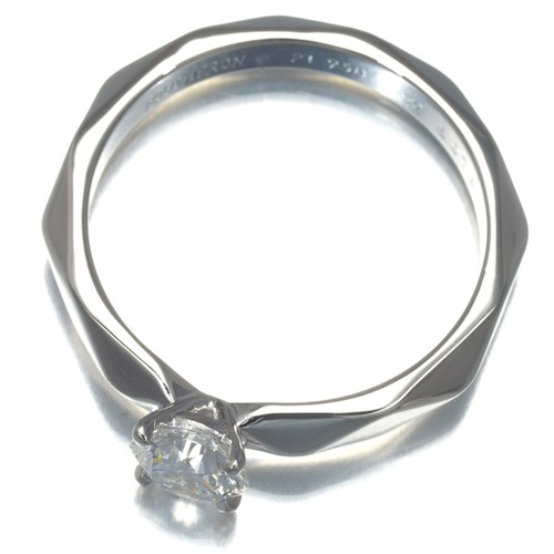 Auth BOUCHERON Ring Diamond 0.51ct F IF Facette Solitaire EU52 950 Platinum - Picture 4 of 6