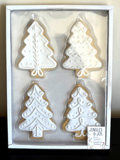 NWT Jingles  Joy Christmas Frosted Gingerbread Tree Cookie Ornaments - SET OF 4